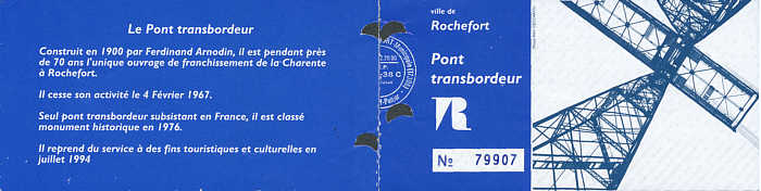 Ticket de passage pour le pont